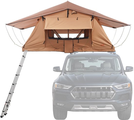 Novari - Daktent auto - Tent - Auto - Uitgeklapte afmetingen 336x265x132 - Waterbestendig - Incl. ladder, matras en verlichting
