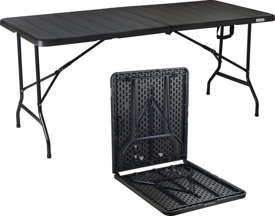 Novitaa Inklapbare Tafel - Camping tafel - Klaptafel - 170 x 74 cm - Vouwtafel - 4 - 6 Personen - Donker bruin - FT170DB van Novitaa