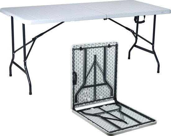 Novitaa Inklapbare Tafel - Camping tafel - Klaptafel - 170 x 74 cm - Vouwtafel - 4 - 6 Personen - Wit - FT170W van Novitaa