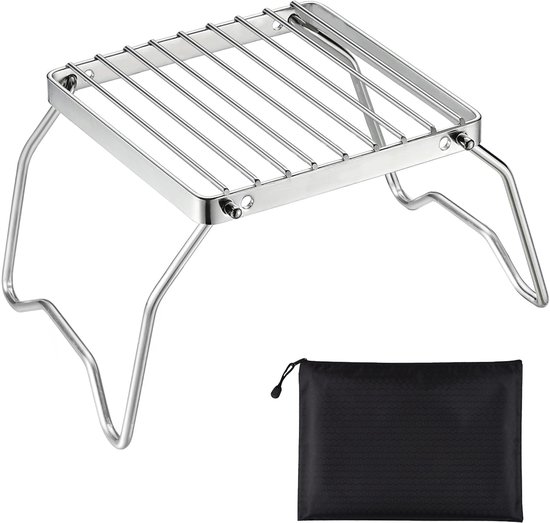 NTHProducts - Vouwbare Grill - Compacte Camping Grill - 408 cm² Kookoppervlak - Zilver - Ideaal voor Picknick en Hiking - Lichtgewicht en Draagbaar