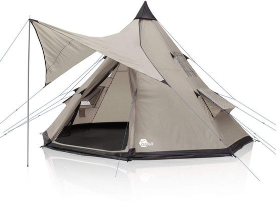 Numana 400 Teepee Tent - Voor 4-6 Personen - Beige Grijs