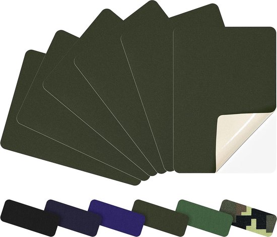 Nylon reparatiepleister - Zelfklevende patch set - Outdoor uitrusting repareren - Waterdicht en duurzaam - 6 stuks 5.1x7.7cm - Militair groen