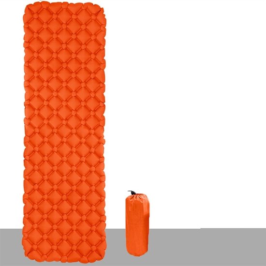 Nylon Slaapmat - Luchtmatras Kamperen - Outdoor Rusten - Zelfopblaasbaar - 190x60x5CM - Oranje
