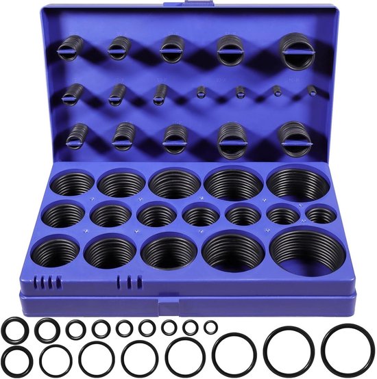 O-ring Assortiment Kit - Afdichtingen Set - Loodgieterswerk Reparatie - 407 Stuks Universeel - 32 Maten - Zwart