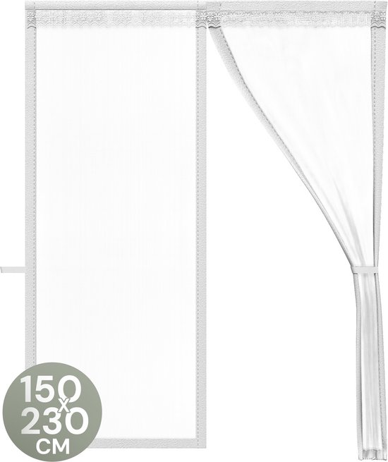 O'DADDY® Deurgordijn Deluxe FIBER - Magnetisch Vliegengordijn - Voor Nieuwbouw en Standaard Deuren - Eenvoudige Installatie - Deurhor Wit - 150x230 cm van Merkloos
