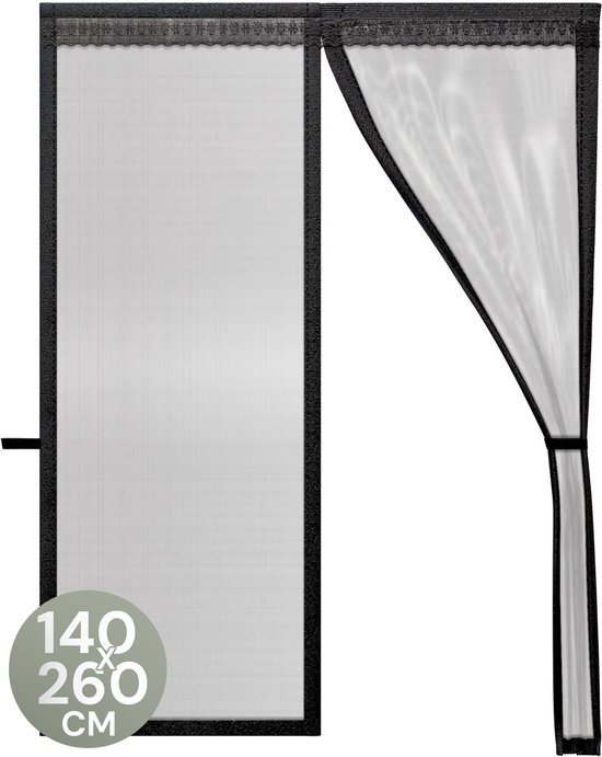 O'DADDY® Deurgordijn Deluxe FIBER - Magnetisch Vliegengordijn - Voor Nieuwbouw en Standaard Deuren - Eenvoudige Installatie - Deurhor Zwart - 140x260 cm van Merkloos