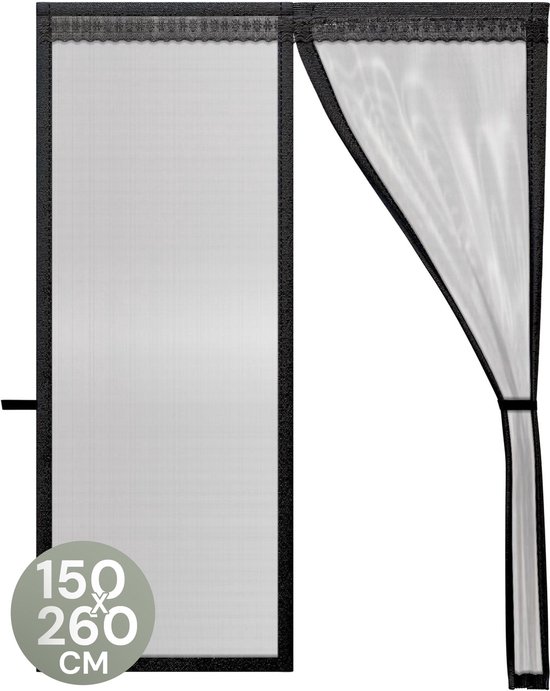 O'DADDY® Deurgordijn Deluxe FIBER - Magnetisch Vliegengordijn - Voor Nieuwbouw en Standaard Deuren - Eenvoudige Installatie - Deurhor Zwart - 150x260 cm van O'DADDY