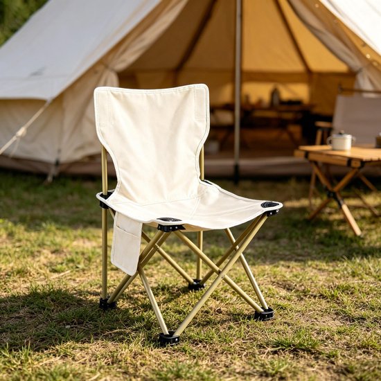 Off-white strandstoel voor volwassenen van 39 cm lichtgewicht campingstoel klapstoel opvouwbare tuinstoel geschikt voor kamperen strand concerten en andere gelegenheden