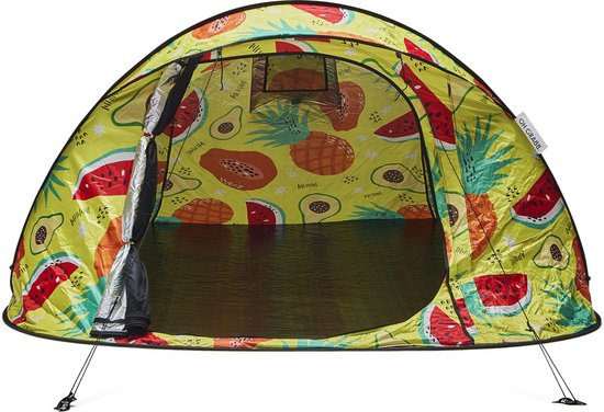 Oh Crabb pop up tent - festival tent - speeltent - ruime 2/3 persoons tent - 215x253 cm - fruit, tropical, Hawaii - lichtgewicht - festival, camping en kindertent van Oh Crabb