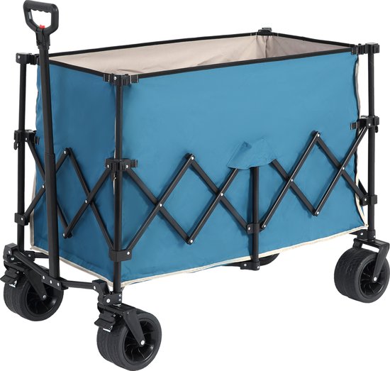 OKWISH Bolderkar Opvouwbaar – 109 X 53 X 83 Cm – Staal En Oxfordstof – Blauw – Strand Camping Boodschappen – Grote Wielen van Merkloos