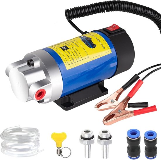 Olieafzuigpomp, 12 V, 100 W, motorolie-overbrengingspomp, elektrische dieselvloeistofpomp met 3 buizen, geluidsarme dieselpomp, uitgerust