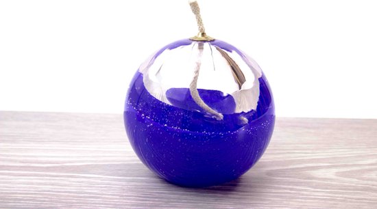 Olielamp lont - Olielamp glas - Olielamp binnen - Olielampjes voor op tafel - Blauw van Sommer Living