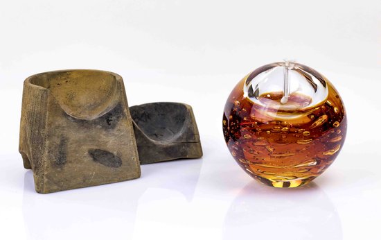 Olielamp lont - Olielamp glas - Olielamp binnen - Olielampjes voor op tafel - Bruin Geel van Himalaya.