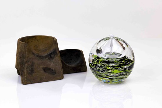 Olielamp lont - Olielamp glas - Olielamp binnen - Olielampjes voor op tafel - Mosgroen van Sense' Living