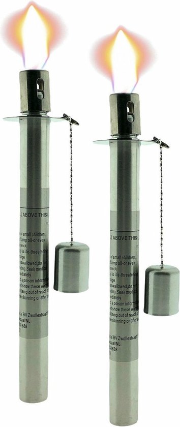 Olielamp - Olielampinzet - Reservoir Met Lont Maak Je Eigen Olielamp - 21 x 1,8 cm - 2 Stuks van Inspirion