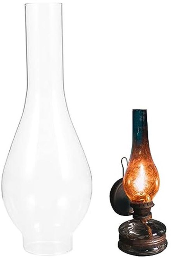 Olielamp Schoorsteen van Helder Glas 2 Inch Basis, 9,7 Inch Hoog, Hittebestendig, Klassiek Design