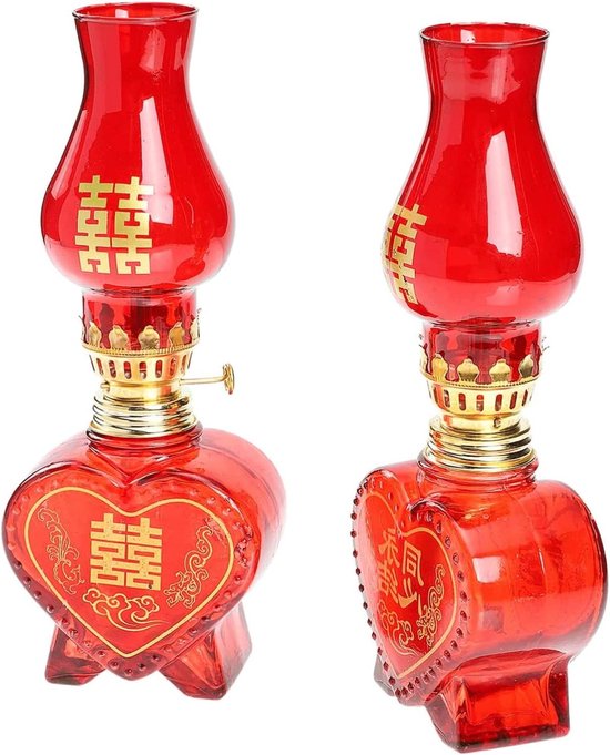 Olielampen Set - Decoratieve Lampen - Sfeerverlichting Creëren - Traditioneel Chinees Design - 2 Stuks - Rood