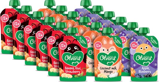 Olvarit Variatiemenu Knijpfruit 12+ Maanden - 3 smaken - 18 x 100g van Olvarit
