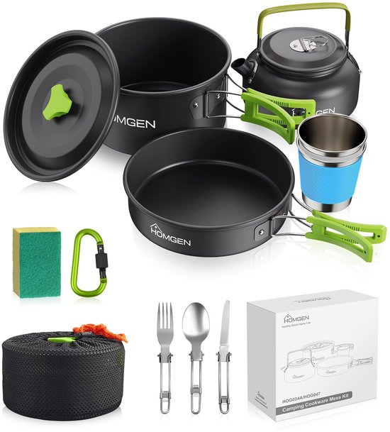 Omgoods - 10-delige Camping Pannen Set - Lichtgewicht Aluminium Kookset voor Buiten