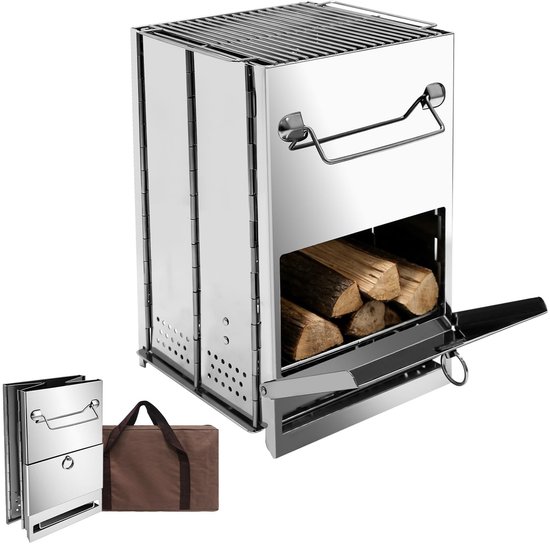 Omgoods - Camping Grill en Houtoven - Draagbare met Opbergtas