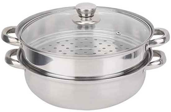 OmGoods - Dailygoody - Roestvrij Stalen Stoompan - Dubbele Ketel voor Soep - 27 cm - Vaatwasserbestendig - Ideaal voor Gas en Elektrisch Koken - Inclusief