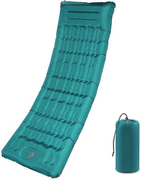 Omgoods - Extra Dikke Zelfopblazende Camping Slaapmat met Kussen - Pauwblauw
