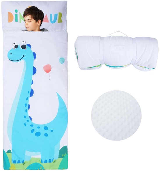 Omgoods- Kinderslaapzak peuter 60 x 150 cm - Opvouwbare Slaapzak - Dubbele Rits - Machinewasbaar - Hoogwaardig Polyester - Zachte Minky Stippen - Slaapmat