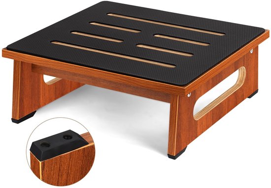 Omgoods- Opstapkruk Hout - Draagbaar - Antislip Rubber - 250 kg - Voor Volwassenen/Senioren - 40 x 44 cm Oppervlak - Trapkruk