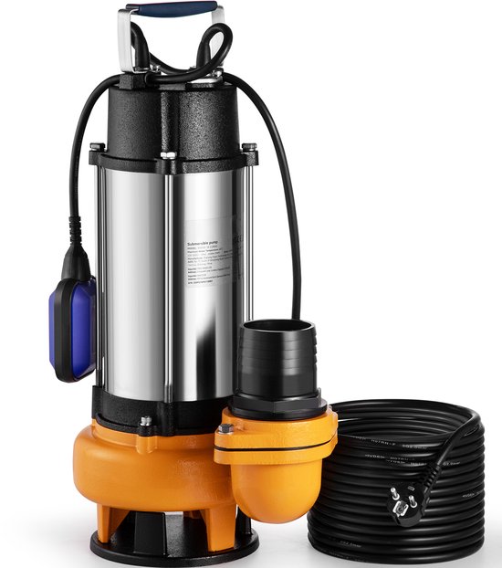 Onderwaterpomp, 2200W 60000L/H, 10m Kabel, Automatische Vlotterschakelaar, RVS, voor Vuil/Schone Wateren, Afwatering van Overstromingen, Tuinvijvers, Zwembaden, Jacuzzi's van VONROC
