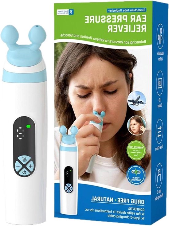 Oordruk Compensatieapparaat - Oor Drukregelaar - Reizen Comfort - 3 Drukmodi - 15 cm - Wit