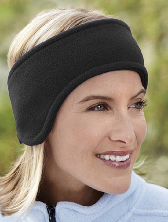 Oorwarmers hoofdband fleece ear muffs spandex zwart unisex / HaverCo van HaverCo