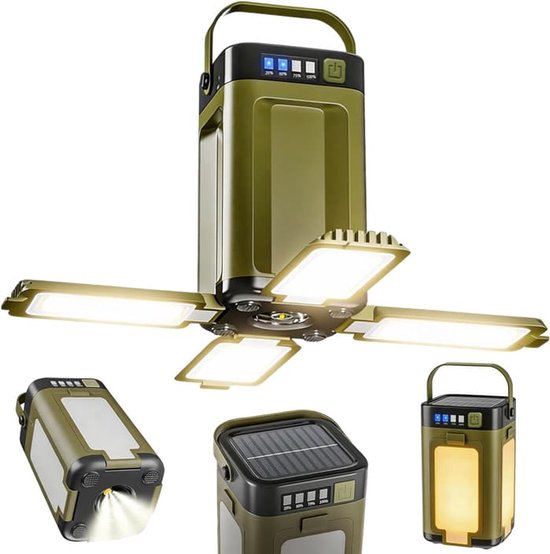 Op zonne-energie werkende campinglamp, oplaadbaar, draagbaar, 10000 mAh capaciteit, 100 uur batterijduur, geschikt voor tenten, 4000 lumen helderheid, 10000 mAh capaciteit, outdoor campinglamp.