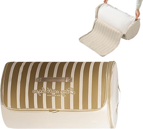 Opbergtas Dekbed - Dekbedhoes Opberger - Ruimte Besparen - Compressie Rolontwerp - 30 x 20 x 3 cm - Geel