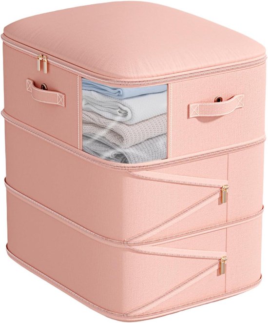 Opbergtas Dekbedden - Kleding Organizer - Ruimte Besparen - Handmatig Ontluchten - Extra Groot - Roze