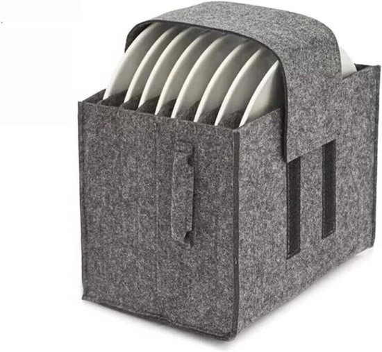 Opbergtas Servies - Camping Organizer - Camper Keuken - Gefelted Bescherming - 53.5 cm - Grijs