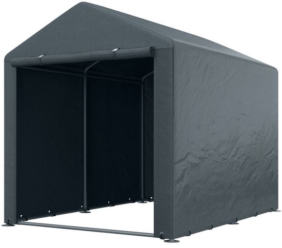Opbergtent Buiten – Garage Tent – Tuinkas – Motor Tent – Caravan Tent – Donkergrijs – Waterafstotend PE – Robuust Metalen Frame – 160x218x172 cm van Merkloos