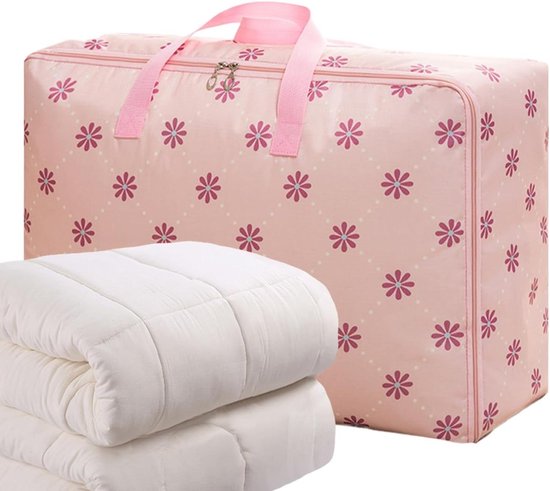 Opbergzakken Dekbed - Dekbedtas Kledinghoes - Beddengoed Opbergen - Dubbele Rits Opening - 55x33x20 cm - Roze Zon