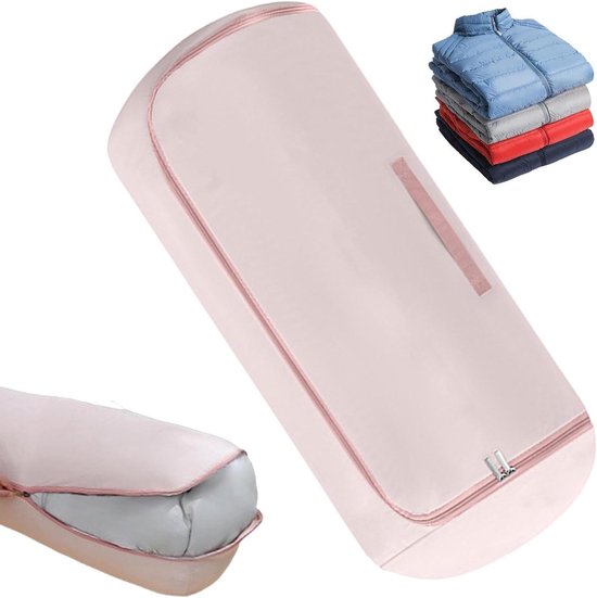 Opbergzakken Dekbed - Ruimtebesparend Organizer - Seizoensopslag Beddengoed - Dubbel Rits Systeem - 25 x 25 x 2 cm - Roze
