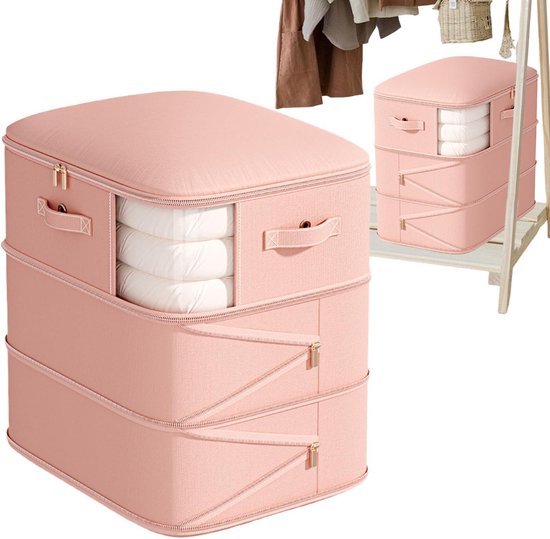 Opbergzakken Dekbedden - Vacuümzakken Kleding - Ruimte Besparen - Stofdichte Bescherming - 3 Lagen - Roze