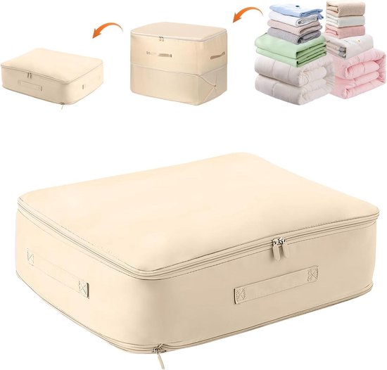 Opbergzakken - Kleding organizer - Ruimte besparen - Zelfcompressie - 54 x 42 x 30 cm - Kaki