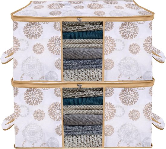 Opbergzakken Set - Kleding Organizer - Ruimte Besparen - Met Zichtbaar Venster - 2 Stuks 65cm - Wit
