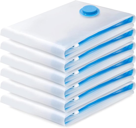 Opbergzakken Vacuum 6 stuks (70x50 cm) - Ruimtebesparend voor kleding, dekbedden en reisspullen - Herbruikbare luchtdichte opslagzakken van Travvi