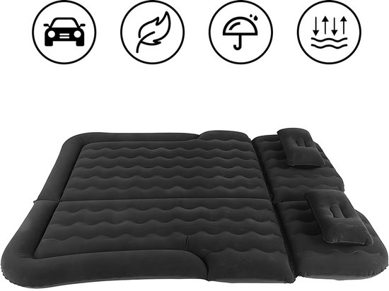 Opblaas Auto Matras - Luchtbed voor in De Wagen - Camping Bank - Automatras - Luchtmatras Achterbank - Luchtbed - Zwart - 2 Persoons van Merkloos