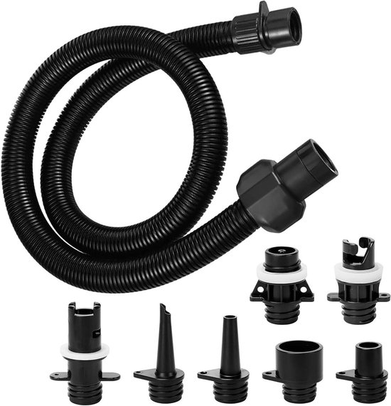 Opblaasadapter Set - Luchtslang Adapter - Water Sporten - Robuuste Constructie - 8 Stuks - Zwart