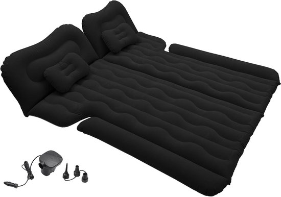 Opblaasbaar Auto Bed - Luchtmatras Achterbank - Reizen Kamperen - Inclusief Elektrische Pomp - 192x148cm - Zwart