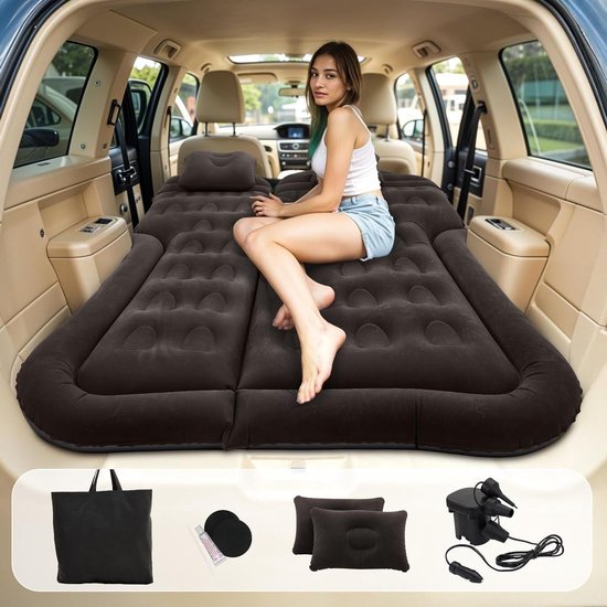 Opblaasbaar Auto Bed - Luchtmatras Kofferbak - Reizen en Kamperen - Speciaal Ontworpen - 2 Kilogram - Zwart