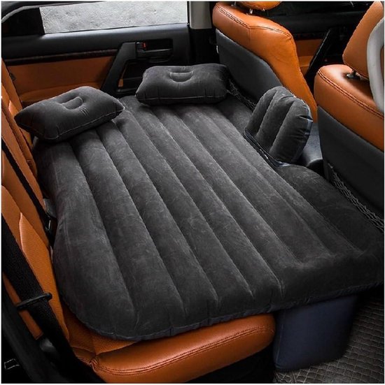 Opblaasbaar Auto Matras - Luchtbed Achterbank - Comfortabel Reizen - Ademend Fluweelachtig Materiaal - 1 kg - Grijs