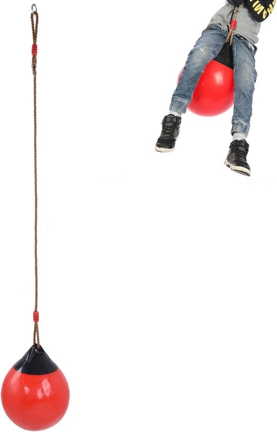 Opblaasbaar Balschommelzitje 29cm Rood - Klein Formaat - Met Touwketting voor Binnentuin en Buiten Opblaasbare zetel van Toi-Toys
