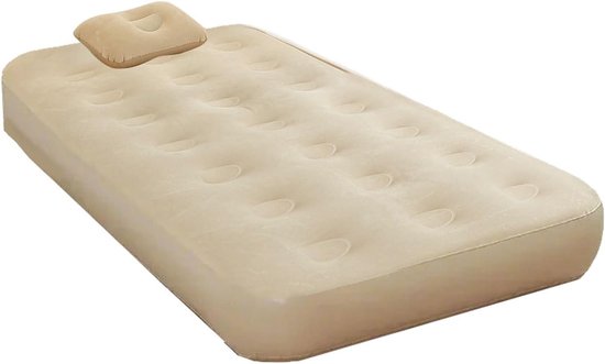 Opblaasbaar Bed - Luchtmatras Kamperen - Comfortabel Slapen - Ingebouwde Pomp - Single Layer - Beige