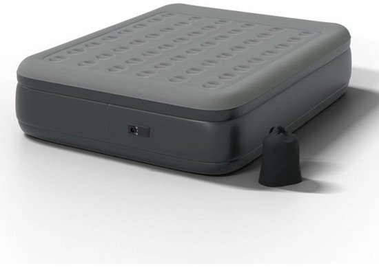 Opblaasbaar bed met ingebouwde pomp - Luchtbed voor logés - Slaapcomfort - Blaast zichzelf op - 200 x 160 cm - Grijs